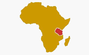 Map of Africa highlighting Tanzania